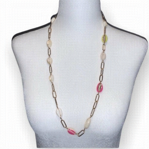 Bp Colorfull Freshwater Puka Shell  Pearl Necklace